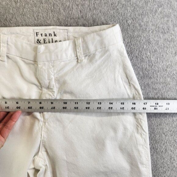 Frank Eileen Pants Womens 2 White Kinsale Cropped Ankle Linen Blend Stretch - Picture 7 of 15